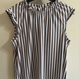 Adrianna Papell Black and Tan Striped Top